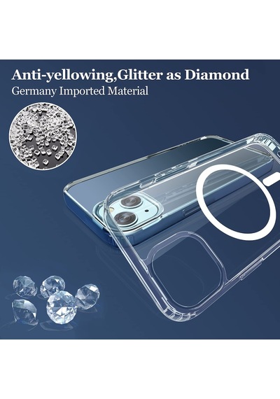 Apple Uyumlu iPhone 13 Mini Kılıf Magsafe Magnetic Crystal - Şeffaf