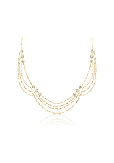 Cosar Sılver 925 Ayar Zirkon Taşlı Zincir Kolye Gold