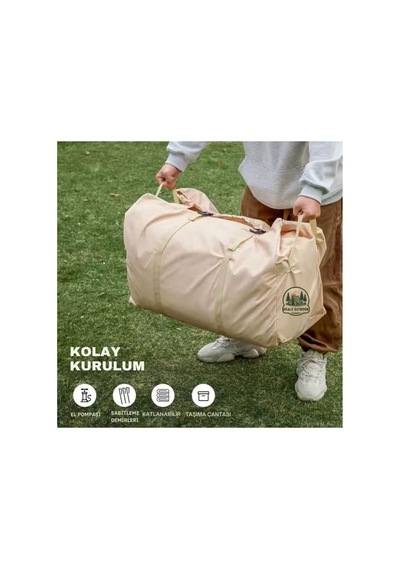 12 Kişilik 4 Mevsim Su Geçirmez Çift Pencereli Şişme Kamp Çadırı 400x300x210 Cm 12 Mt 420d Çok Renkli
