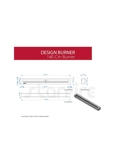 Copart 140 Cm Design Burner Bacasız Şömine