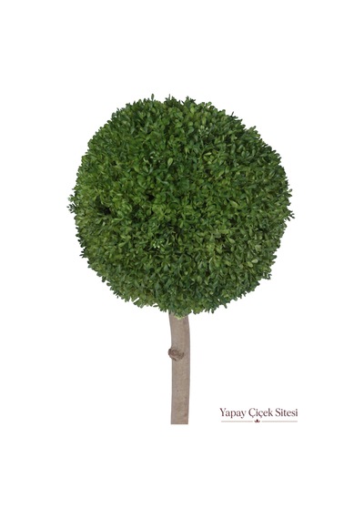 Yapay Çiçek Sitesi Ağaç Saplı Dekoratif Kaliteli Yapay Top Şişmşir Uv Dayanımlı 38 Cm Yeşil