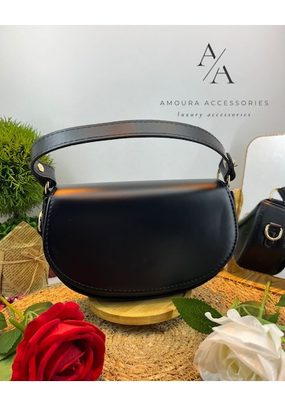 Amoura Accessories Klasik Yarım Ay Çanta Koleksiyonu Süpriz Hediyeli Siyah