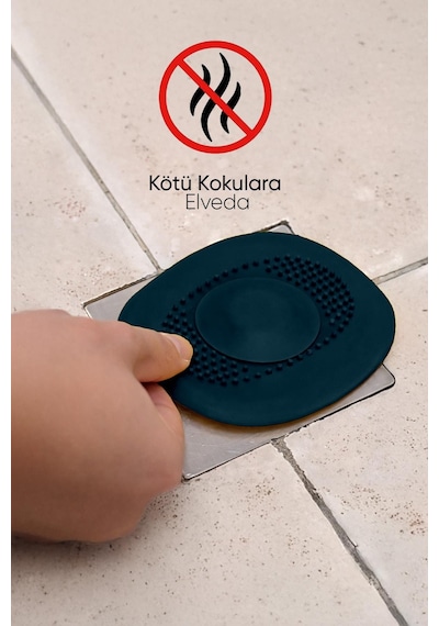 Koyu Mavi Gider Koku Önleyici Kademeli Silikon Lavabo Tıkacı Banyo Mutfak 10x10.5 Cm