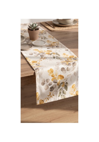 Duck Kumaş Runner 40x150 Cm Okaliptüs Yaprak Desenli, Su İtici Leke Tutmaz Dekoratif Masa Şeridi Yeşil - 935368802 Yeşil