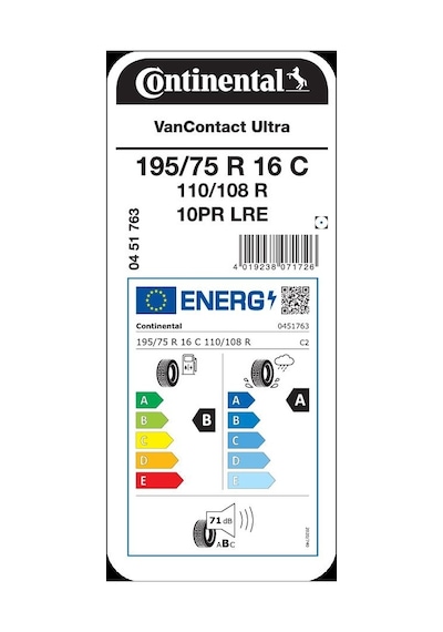 Continental 195/75R16C 110/108R Vancontact Ultra 10PR Yaz Lastiği 2024