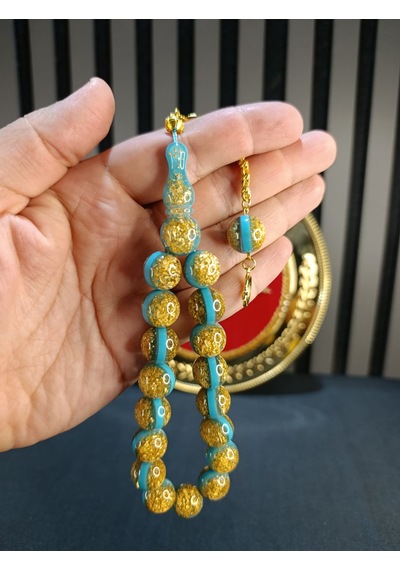 Altın Varaklı Tesbih Maskot Efe Bilek Boy 14mm