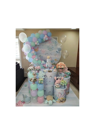 Pastel Balon Deniz Kızı Konsept Balon Renkleri Zincir Beyaz