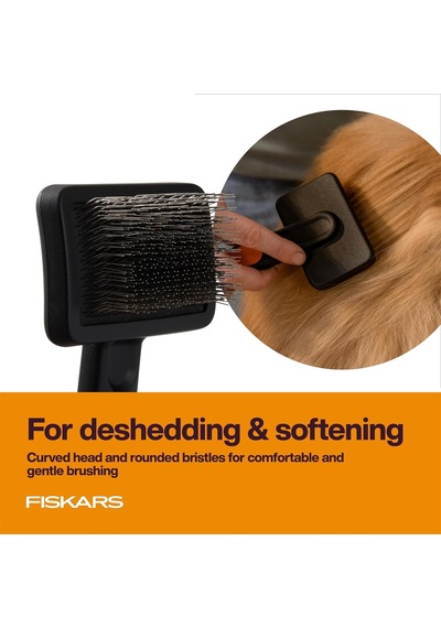 Pet Slicker Fırça, Kedi Ve Köpek Fırçası Dökülme İçin, İnce Kıllar Ve Yumuşak Tutamak Nazik Bakım Ve Deshedding İçin, Kedi Ve Köpek Malzemeleri, 16,5 Cm, Turuncu/siyah