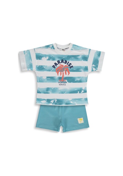 Civil Baby Palmiye Baskılı 6-18 Ay Takım - Yeşil Petrol