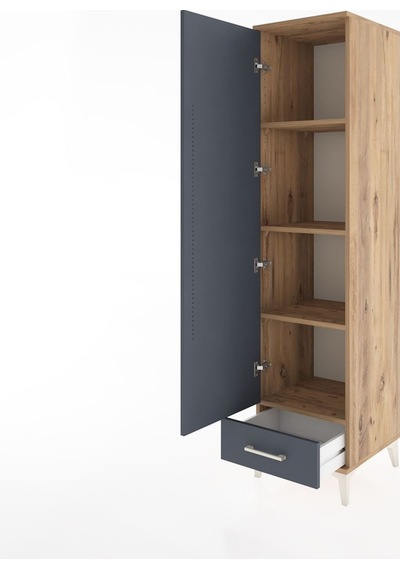 Hyperion Dolap 4 Raflı Tek Çekmeceli Tek Kapaklı 44x44x182 Ça... Çam