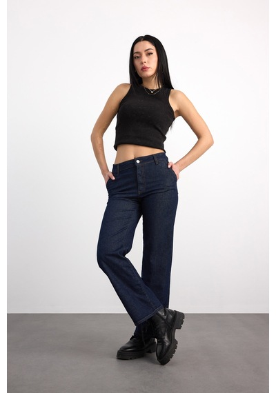 24357-73606 Kadın Hıgh Straıght Denim Pantolon 24357-73606 Mavi - Siyah 24357-73606 Kadın Hıgh Straıght Denim Pantolon 24357-73606 Mavi - Siyah