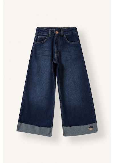 Defacto 90s Wide Leg Katlama Paçalı Jean Pantolon Kız Çocuk I3363a826wnnm34 Mavi-nm34