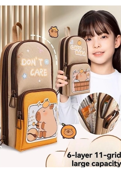 Agoodshop Büyük Capicacity Kapibara Capybara Karikatür Kalem Kutusu Sevimli Kalem Tutucu Kalem Çantas 3bp-yeşil