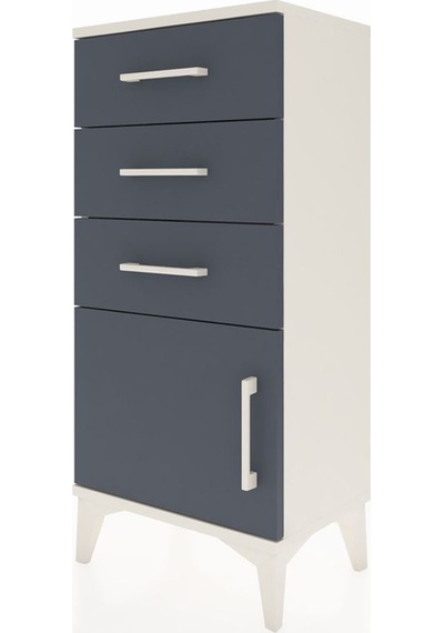 Arges Komodin 3 Çekmeceli Tek Kapaklı 44x30x96 Aytaşı-antrasit Aytaşı