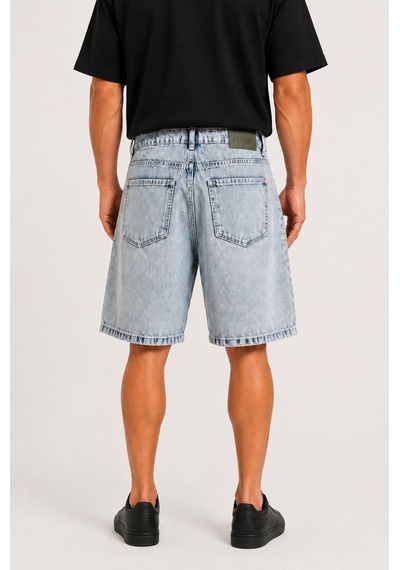 Respire Erkek Washed Jean Şort Açık Mavi