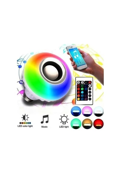 Bluetooth Hoparlörlü Uzaktan Kumandalı Rgb Akıllı Led Ampul-16 Renk Lamba 1 Ad