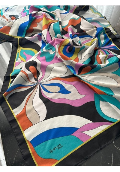 Siyane Scarf Naturel Desen Şal 14 Çok Renkli