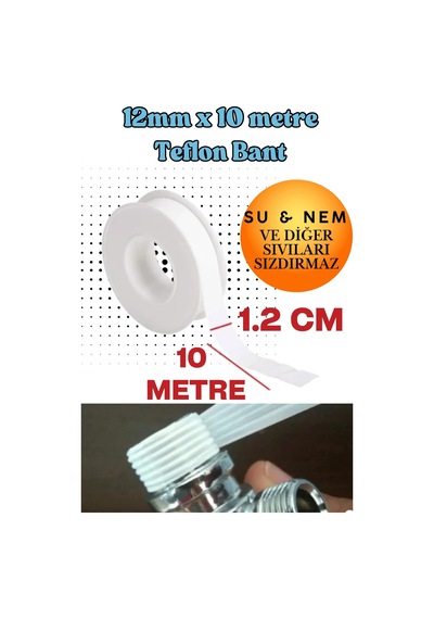 Teflon Sızdırmazlık Bandı 12 Mm X 10 Mt - Su Tesisat Ve Yalıtım Bandı - Yanmaz Isıya Dayanıklı Ptfe Conta Şeridi - Batarya Musluk Kombi Boru Ekleme Macunu Yerine Çekvalf Dişli Sızdırmaz Kör Tapa Bandı Teflon Sızdırmazlık Bandı 12 Mm X 10 Mt - Su Tesisat Ve Yalıtım Bandı - Yanmaz Isıya Dayanıklı Ptfe Conta Şeridi - Batarya Musluk Kombi Boru Ekleme Macunu Yerine Çekvalf Dişli Sızdırmaz Kör Tapa Bandı
