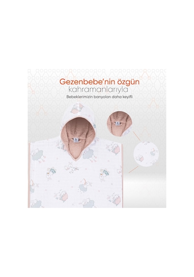 Gezenbebe Hero Desenli Müslin Ve Havlu Bebek Çocuk Pançosu 001