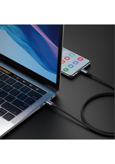 Ugreen 15311 USB-C 240 W Örgülü Hızlı Şarj Kablosu Siyah 1 M