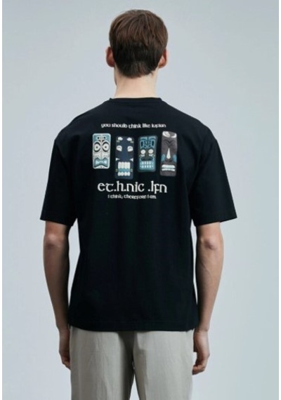 Lufian 111020248 Mask Modern Grafik T- Shirt Erkek Tişort SIYAH