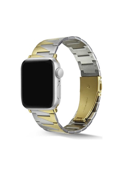 Ekılıf - Apple Uyumlu  Watch 40mm - Kordon Metal Kordon Krd-48 - Gümüş-gold