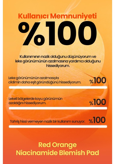 Leke Karşıtı, Aydınlatıcı Cilt Bakım Pedi Telse Red Orange Niacinamide Blemish Pad 70 Pads