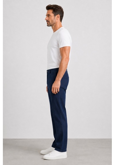 Bihan Store Erkek Yan Cep Esnek Tensel Kot Pantolon 2184-mavi