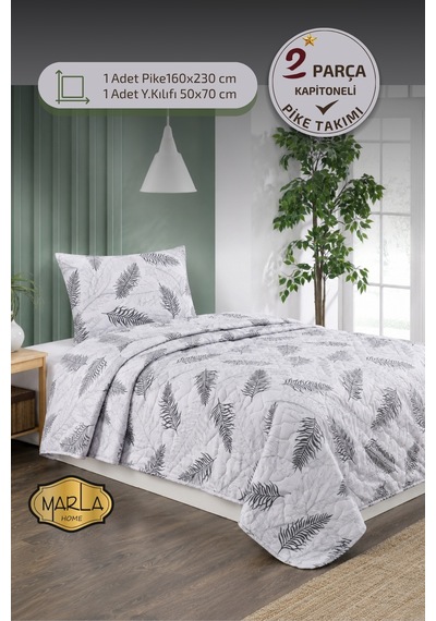 Tek Kişilik Pike Takımı 160x230 Cm Çok Amaçlı Yatak Örtüsü & Battaniye Gri