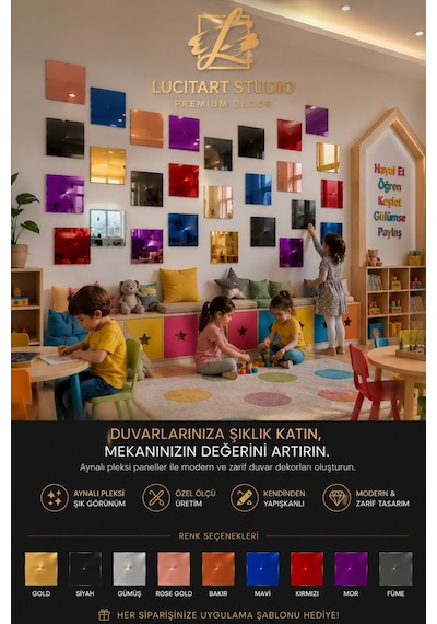 Lucitart Kendinden Yapışkanlı Parlak Dekoratif Pleksi Kare Duvar Paneli 9 Renk Seçeneği Modern Duvar Dekoru Bakır Lucitart Kendinden Yapışkanlı Parlak Dekoratif Pleksi Kare Duvar Paneli 9 Renk Seçeneği Modern Duvar Dekoru Bakır