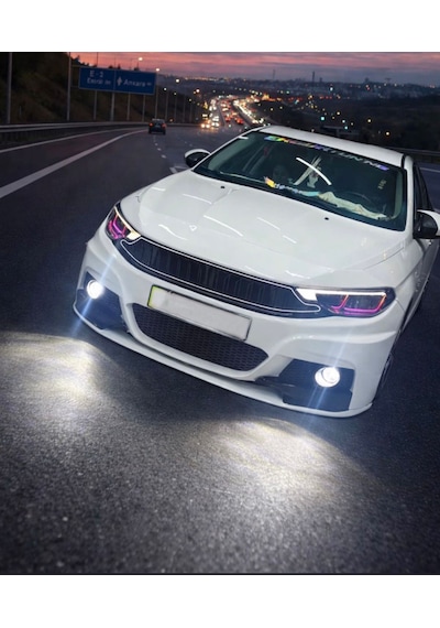 Fiat Egea Ön Panjur 2020+ Bmw M Dizayn Led Li Piano Black  Soketli Siyah - Siyah