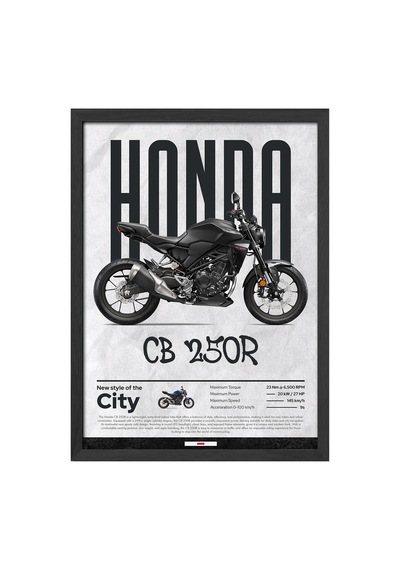Honda Cb250r Siyah Ahşap Çerçeveli Poster, Dekoratif Motosiklet Duvar Tablosu