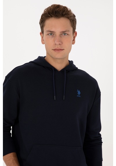 U.S. Polo Assn. Erkek Comfort Fit Kapüşonlu Lacivert Basic Sweatshirt 50313746-VR033