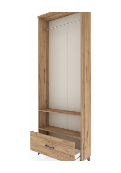 Arges Dolap 2 Raflı Tek Çekmeceli Tek Askılı 88x30x243 Çam-çam Çam