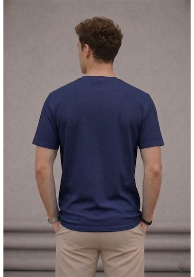 Bürke 2'li Erkek/Unisex Lacivert Renk %100 Pamuk Bisiklet Yaka Basic Tişört