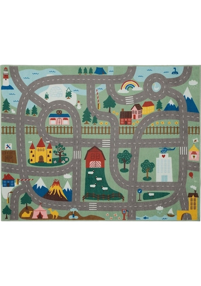 Vallaby Çocuk Halısı 100x133 Cm Oyunlu Çocuk Odası Halı Yeşil
