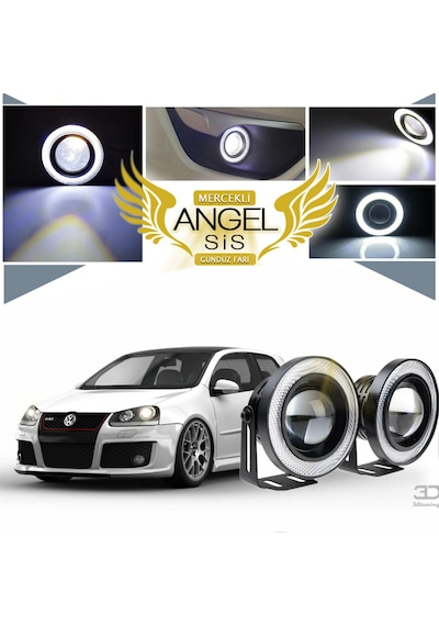 Volkswagen Golf 5 Uyumlu, Universal Mercekli Led Sis Farı, 76mm Beyaz Renk