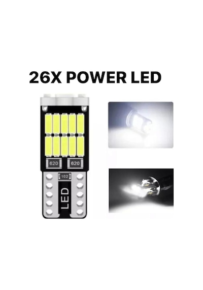 Sisa T10 Led 26 Ledli W5W Metal Ultra Power Park Plaka Tavan Ampulü 10 Adet