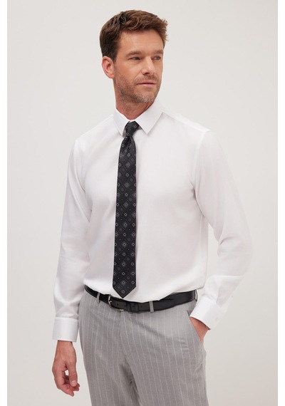 Tudors Slim Fit Beyaz Non-ıron %100 Pamuk Doğa Dostu Ekoteks Belgeli Ütü Gerektirmez Gömlek-39065 Beyaz
