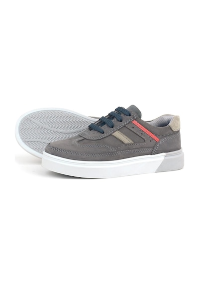 Rakerplus Gri Hakiki Deri Bağcıklı Erkek Çocuk Sneaker Ayakkabı Gri