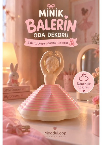 Minik Balerin Oda Dekoru Dönebilir Bale Temalı Masaüstü Dekor