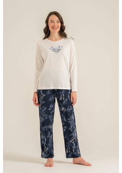 Pierre Cardin Kadın You Look Amazing Today Krem Uzun Kol Pijama Takım Pc9257-s-v2 Pc9257-s-v2