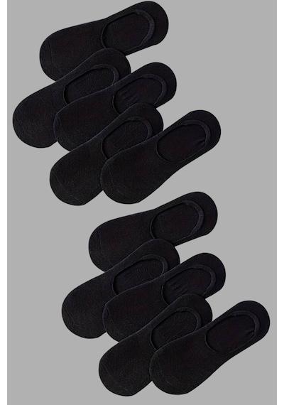 Kral Socks Kadın - Erkek Düz Desen 10'lu Paket - 10 Çift Pamuklu Terletmez Babet Çorap Siyah