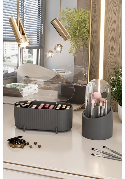 Aqua Makyaj Kozmetik Ve Fırçalık Düzenleyici Organizer 2'li Set