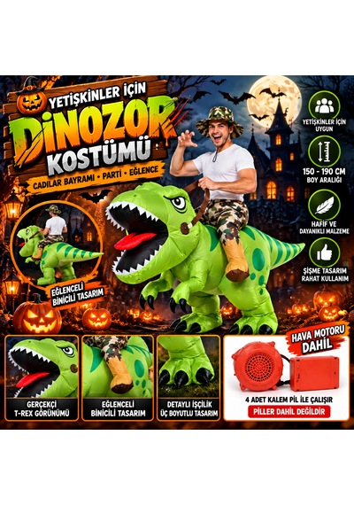 Yetişkin Şişme Dinozor T-rex Kostümü Halloween Ve Parti Kostümü