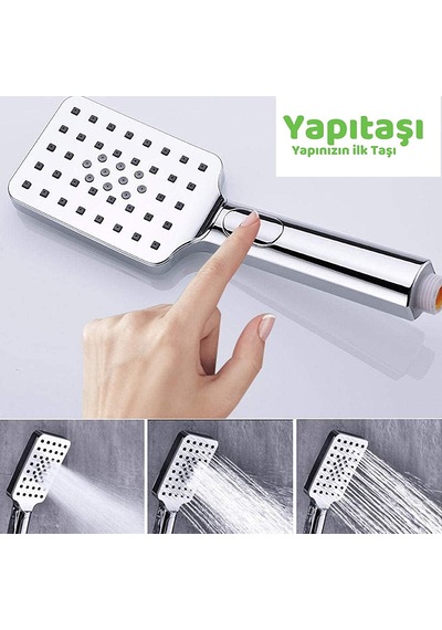 Yapıtaşı Yt286 Star Banyo Duş Başlığı Butonlu 3fonksiyonlu Krom
