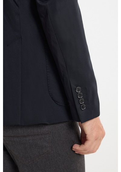 AC&Co / Altınyıldız Classics Erkek Sıyah Slim Fit Dar Kesim Mono Yaka Cepli Ceket Siyah
