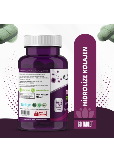 Algolina Collagen + Spirulina Tablet Takviye Edici Gıda 1260 Mg 60 Tablet