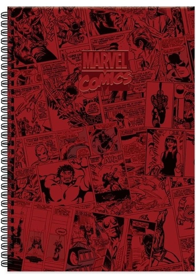 Marvel Spiralli Not Defteri, Sert Kapak, Çizgili, 100 Yaprak, 17x24 Cm , Bordo Çok Renkl