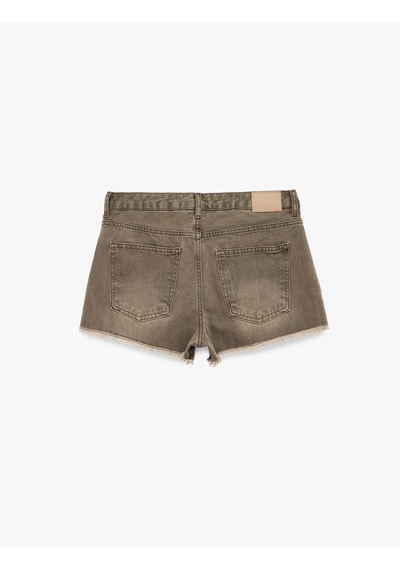 Koton Pamuklu Cepli Düğmeli Yıkamalı Mini Denim Şort Ovd 6sal40305md